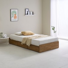 라로퍼니처 미쉘 고무나무 원목 3서랍 수납 침대 SS / Q 프레임+40T 라텍스 매트리스, 월넛