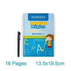매직 연습 카피북 SANK 재사용 가능한 아랍어 어린이 쓰기 그루브 알파벳 워드 단어 서예, 13 Spanish Set C