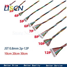 전기 전자 부품 JST DIY 배선 커넥터 0.8mm 케이블 와이어 02SUR 단일/이중 헤드 2P 3P 4P 5P 6P 7P 8P 10P 피치 IDC 타입 10cm 20cm 30, 03 2P, 03 Double Reverse Side, 03 30cm