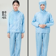 방진복 하의 반도체 도장 보호 위생복 방역 빅사이즈 방진 분리형 정전기 방지 제전복 작업복 L 네이비 방진 방전 바지, 1개, XXL 블루 후드 분리형 옷