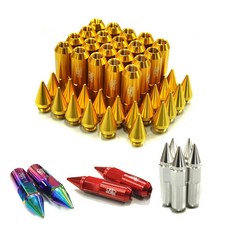 락모터스 자동차 스파이크 총알 락너트 M12X1.5 스페셜키 휠너트 휠볼트 경량너트 락볼트 휠 타이어튜닝 차량용, 1세트, 골드
