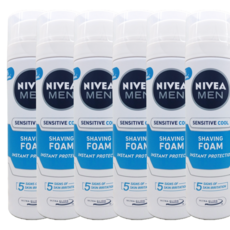 NIVEA 妮維雅 男士極淨酷涼刮鬍泡 - 敏感性肌膚適用, 6個, 200ml