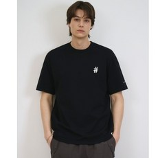 빈트릴 빈트릴 반팔 남녀공용 커플 기본 자수 스탠다드 라운드 기능성 티셔츠 (블랙)_DJ