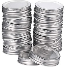 Pangda 24팩 스테인리스 스틸 메이슨 병 뚜껑 일반 입구 실리콘 씰 누출 방지 통조림 뚜껑 및 볼 및 메이슨 병용 링, 24 Count (Pack of 1)