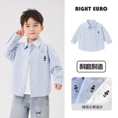 右歐男童純棉長袖襯衫春秋新款