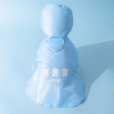 DFMEI 可牽引狗狗雨衣撞色磨砂包邊透明帶尾巴泰迪中小型犬寵物雨衣, 1個, 藍色小熊【雨披】