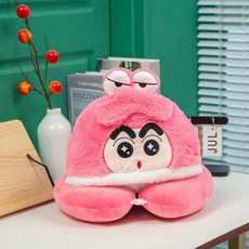 귀여운 짱구 U자형 쿠션 사무실 낮잠용 휴대 목베개, 5