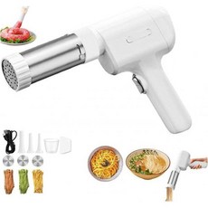 스트링 호퍼 메이커 전기 2025년형 아이디야판 휴대용 가정용 손잡이 5n1 무선 파스타 기계 교체 가능한 3/5형 몰드 포함 스파게티 링귀니 소시지 제작용, 30 x 22 x 5.8 cm--3개, 흰색