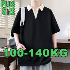 빅사이즈 남자 반팔티 브이넥 여름 오버핏 티셔츠 반팔 폴로 셔츠여름남자 5XL 6XL 7XL 8XL