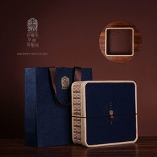 송편바구니 선물상자 떡 포장박스 바구니 상자 5개, 1개, 블루 대나무 사각 케이크 상자