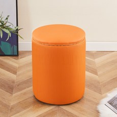 데코트리 원형 수납 화장대 스툴, 오렌지, 1개