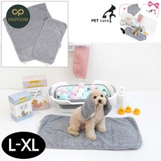 [구마누] 강아지타올 강아지목욕타올 애견타월 슈퍼드라이 펫타올 블루그레이 L-XL, 1
