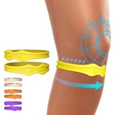 Fit Geno 핏제노 무릎 스트랩 슬개골 지지대 건 통증 완화용 밴드 - 건염용 보호대 점퍼 러너 스포츠 농구 남녀 2개 세트 검정색, Yellow