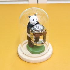 비텐 유리돔 시계거치대 받침대 LED 말린 부케 선물 인테리어소품, 원목, 소형