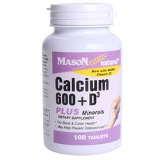 MASON natural 鈣 600mg+維他命D3口嚼錠, 1組, 100顆