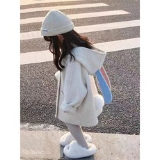 Arbea 兒童撞色夾棉加厚呢大衣