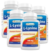 베스트 네츄럴스 엘라이신 500mg Best Naturals L-Lysine, 5개