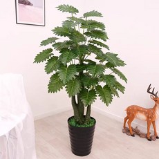 대형 인조조경 나무조화 실내외 나무 장식 매장 가짜, 1개, 140cm 상운 봄비 (화분+풀)
