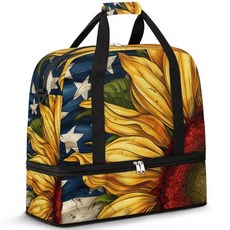 Cfpolar 여행용 더플 백 토트 휴대용 수하물 스포츠 체육관 가방 신발 수납 공간 포함 -CF02 I-Sunflower 미국 국기