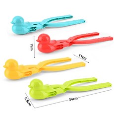 大款造型雪球夾，沙灘玩沙玩雪製雪多功能夾，小鴨足球造型戶外玩具, 1個, 鴨子雪球夾(顏色隨機)