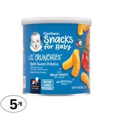 Gerber LilCrunchies 구운 곡물 스낵 생후 8개월 이상 사과 고구마, Apple Sweet Potato, 42g, 5개