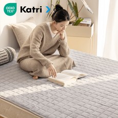 FASEN 침대패드 알러지케어 패드 진드기방지 항균 먼지없는 고정밴드 워싱 누빔 매트리스 패드, 그레이