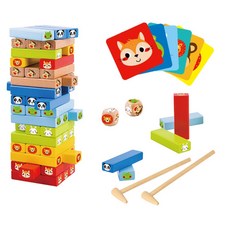 집중력발달 동물블럭 탑쌓기놀이 원목교구 조카선물 나무블럭 교육완구 우드교구