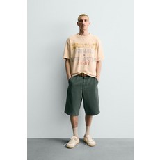 국내배송 ZARA 자라 남성 남자 워싱 프린트 니트 티셔츠 샌드 4805414711 1791045, 국내배송 ZARA 자라 남성 남자 워싱 프린트 니트 티