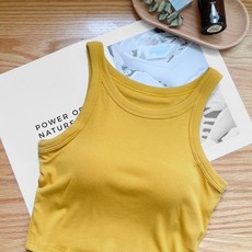 Fee現貨8色工字胸墊背心 BRA TOP 削肩背心 BRA T 螺紋 罩杯 運動 女背心 坦克背心 夏天 正韓