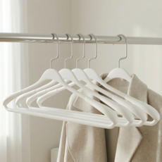 퓨어몰링 튼튼한 어깨뿔방지 논슬립 정장 옷걸이, 화이트, 5개