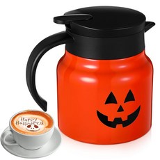 Mimorou 할로윈 호박 보온 커피 카라페 765.4g(27온스) 스테인리스 스틸 이중벽 단열 크리머 워터 뜨겁거나 차가운 음료 디스펜서 밀크 핫 초콜릿 파티용 11st_am, Halloween