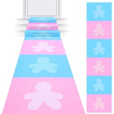 Dunzy 7.3 x 3m(24 x 10피트) 성별 공개 파티 러너 런웨이 러그 복도 러너 러그 핑크 & 블루 베이비 샤워 카펫 바닥 테이블 장식 성별 공개 장식 사진 배경용, Dunzy 7.3 x 3m(24 x 10피트) 성별 공