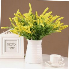 노란색 라벤더 부쉬 조화 인테리어 장식 화분 소품 꽃장식 거실인테리어 카페소품, 1개, 상세페이지 참조