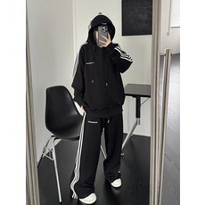 大碼休閒運動套裝女秋冬胖mm1.0-150.0kg寬鬆衛衣外套 闊腿褲兩件套潮