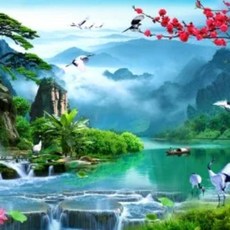 크기 벽지 자연 풍경 풍경화 나무 다리 연꽃 꽃 홈 인테리어 배경 벽, 6. ACC289