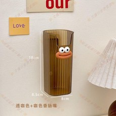 免打孔壁掛式傘架 亞克力多功能置物架 透明收納盒, 1個, 透咖色+咖色香腸嘴