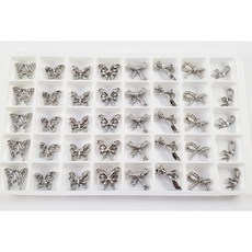 美甲合金鑽飾套組 珍珠寶石水晶大鑽混合 立體異形鑽 穿戴甲造型設計 堆鑽飾品盒裝, 1個, 銀灰款01【格子12*12mm】40顆