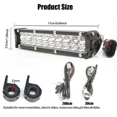 오토바이 헤드라이트 핸들바 LED 바 세트 KLX110 CRF110 TTR110 YZ250F 60W 키트 대부분의 7/8인치 적합, 01 black
