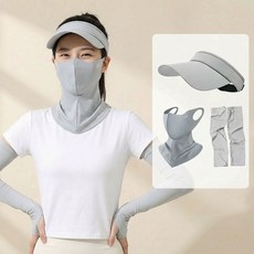 마술사 자외선차단 마스크 모자 쿨토시 남녀 공용 3 in 1, 1세트, 그레이