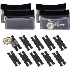 PU 가죽 목걸이 전시 카드 벨벳 지퍼 클러치 4개 포함 목걸이 수납 지니고 다녀요 감다 액세서리 쇼핑몰 소품 6.45x2.4~2.5x0.3~0.35cm 10개 1세트, 블랙