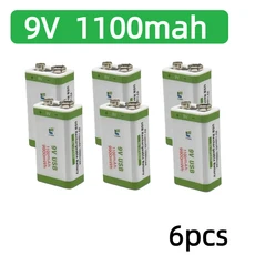 멀티미터 무선 마이크 장난감 자동차 리튬 배터리 대체용 사각형 배터리용 9V-1100mAh USB 충전식 리튬 배, 05 6PCS