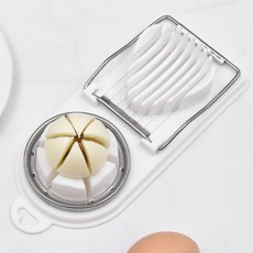 多功能二合一切蛋器 雞蛋切片分瓣 花式切蛋器 環保PP材質 輕食沙拉廚房用品, 1個, 【二合一切蛋器】白色, 白色