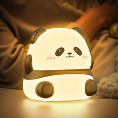 SmilingShark 공식스토어 무드등 말랑촉감 LED 실리콘 터치 캐릭터무드등 3단계 밝기조절 C타입 귀여운 나잇 라이트 수유등 침실용 타이머 취침등 수면등, 판다