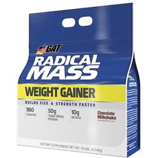 GAT Radical Mass Weight Gainer 巧克力奶昔, 1個, 4.54 公斤