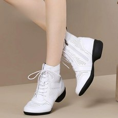 라인 댄스 앵글 슈즈 소가죽 모던화 앵클 여성 사교 부츠 가죽 지퍼 재즈화 줌바 편안한 재즈 화이트 35 고급