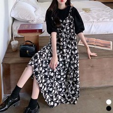 (스타일하우스)원피스 OPS 플라워 티셔츠 일체형 LM0449