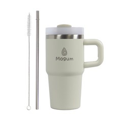 모굼 보온 보냉 대용량 손잡이 스텐 텀블러, 1개, 600ml, 샌드