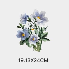 이로나 자수플라워 열전사 스티커 7종 의류 가방 패브릭 전사지 diy, 1개, 퍼플 플라워
