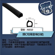 武分舖 汽車專用 類C柱隔音條 AX010 防水 防塵 靜音 氣密 汽車隔音條-靜化論, 1個, 100CM