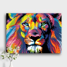오늘의오브제 DIY 보석십자수 캔버스형 40x30cm, A3_08_COLORFUL LION, 1개